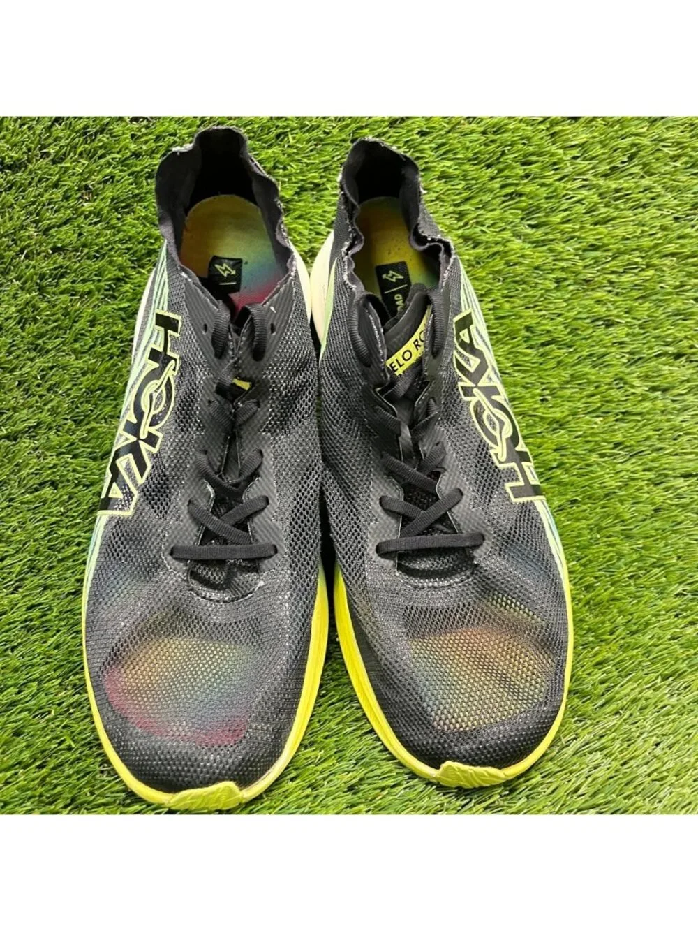 Hoka One One Cielo RD Mens Size 12 Black Yellow Athletic Running Shoes Sneakers